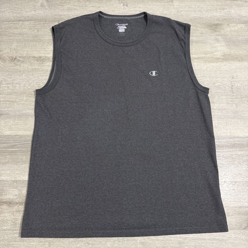 Champion Muscle Shirt Men’s 2XL Gray Sleeveless Gym Workout Athletic Tank Top